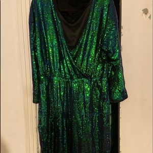 Green sequin dress